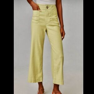 NWT Anthropologie Maeve “The Colette” Wide Leg Crop Pants “Citrus Zest” Siz…